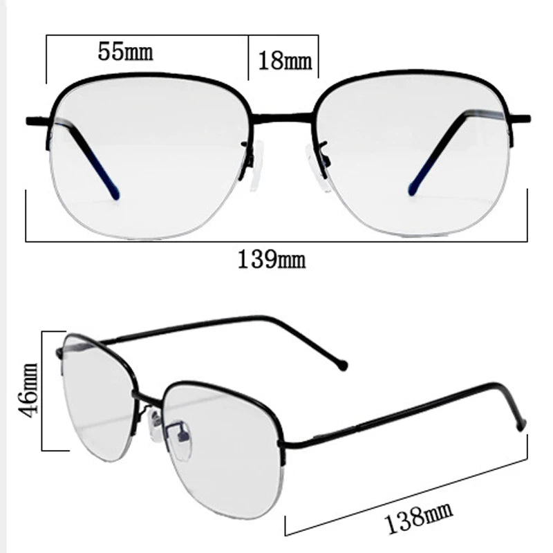 Smart zoom Multifocal Reading Glasses Men Women Progressive Anti Blue Ray UV Protect Hyperopia Glasses Half Frame Metal Titanium