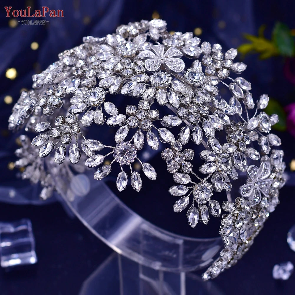 YouLaPan Bridal Hair Accessories Wedding Headband Rhinestone Headdress Bride Tiara Prom Wedding Hair Jewelry Queen Crown HP431