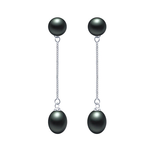 HENGSHENG New Simple 925 Sterling Silver Drop Dangle Earrings Double Natural Freshwater Pearls Fashion Jewelry For Wedding Women