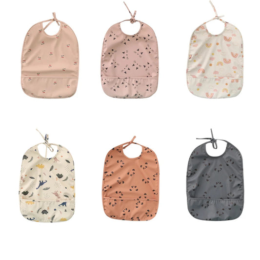 Let's Make Bib with Pocket Baby Stuff Children Accessories Feeding Drawing Apron Waterproof Adjustable Cute Print Bibs