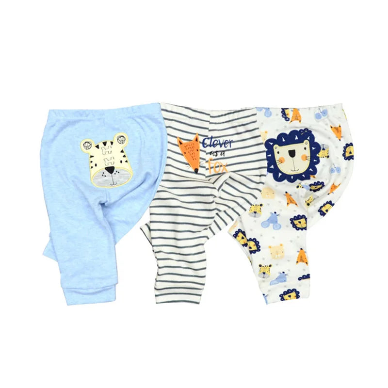 Newborn Solid 3/4PCS Baby Pants 100%Cotton Cartoon Soft Accessories Baby Boy Trousers Pants 0-24M Baby Girl Pants Four Seasons