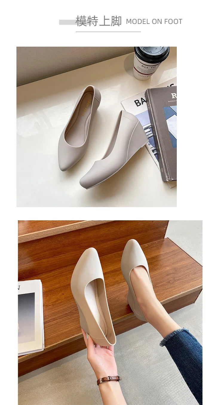 Wedges High heels jelly sandals women solid candy sandales pointed toe summer rain shoes ladies waterproof pvc sandalias 2021