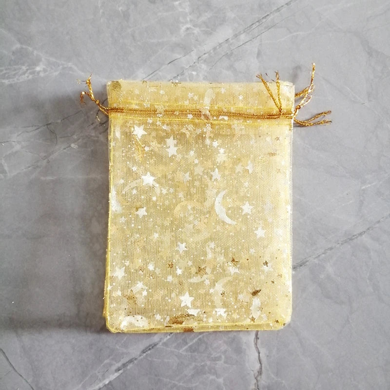 500pcs Star Moon Organza Gift Bags Small Bag for Jewelry Pouch Mini Sachet Drawstring Storage Bag Jewelry Packaging Display Bags