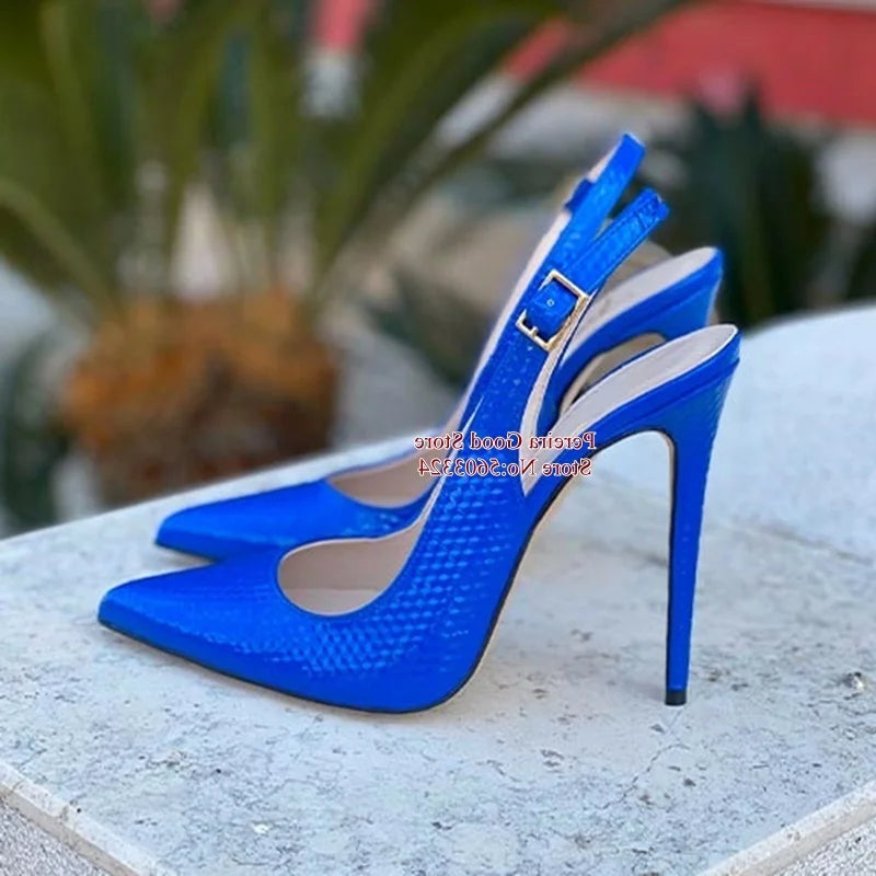 Yellow Snakeskin Slingback Pumps Pointy Toe Shallow Stiletto Heels Dress Shoes Cut-out Heels Women Shoes 12Cm 10Cm 8Cm