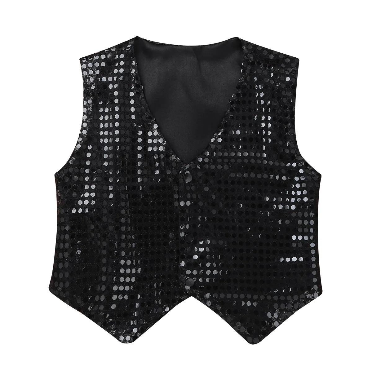 Children Boys Girls Shiny Sequin Vest Waistcoat Hip Hop Jazz Street Dance School Choir Costume Halloween Carnival Party Clothes