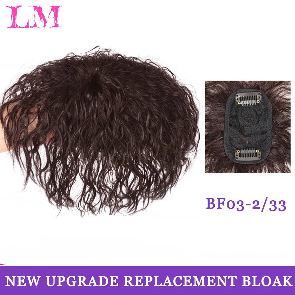 LM Hair Bangs for Mens Clips in Real Hair Bang Cover High Forehead 100% Human Hair Bangs Fringe Extension for Volume