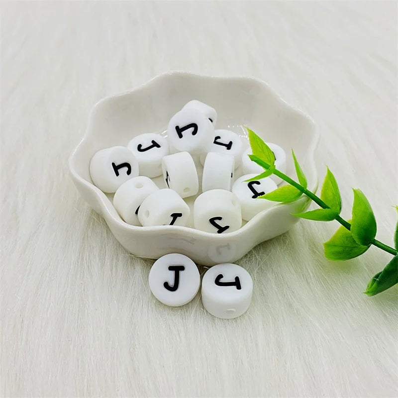 100pcs Silicone 12mm Letter Beads Bpa Free Oblate Molar Beads Baby Teether DIY Baby Pacifier Personalized Accessories Toy