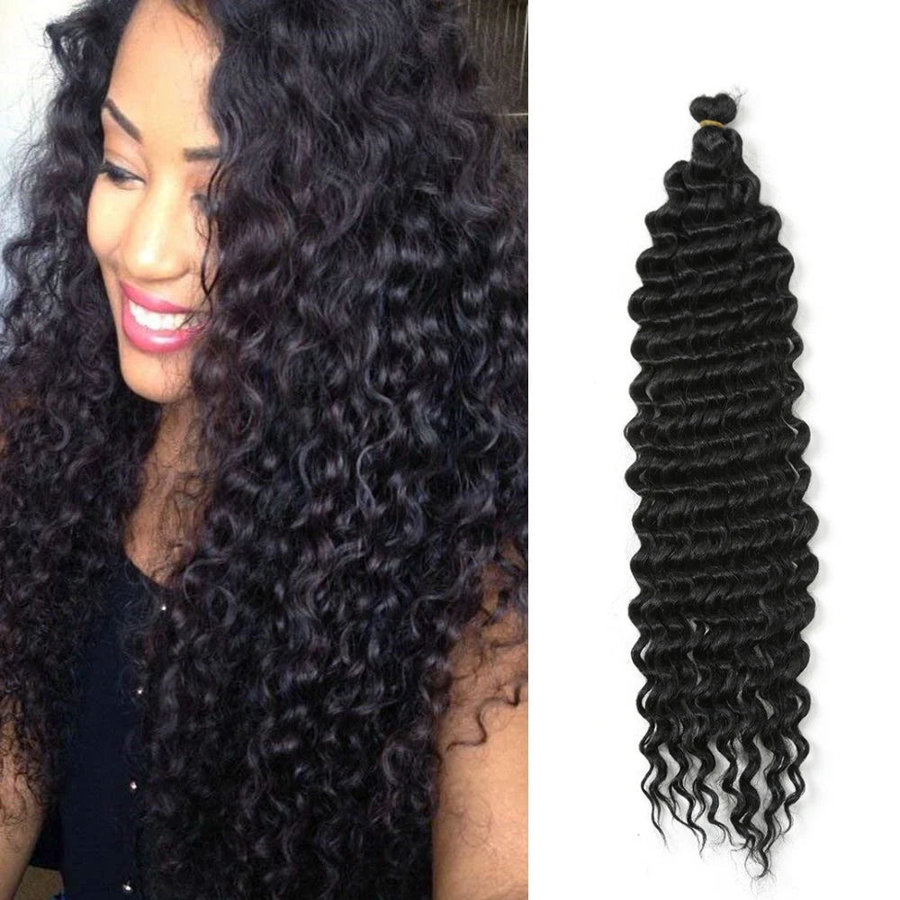 22-28 Inch Deep Wave Twist Crochet Hair Natural Synthetic Braid Hair Afro Curls Ombre Braiding Hair Extensions Hair Expo City