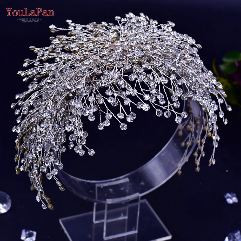YouLaPan Bridal Hair Accessories Wedding Headband Rhinestone Headdress Bride Tiara Prom Wedding Hair Jewelry Queen Crown HP431