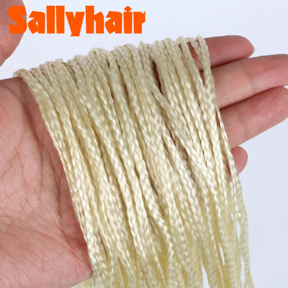 Sallyhair Synthetic Braids Thin Box Braids Crochet Braiding Hair Colorful Zizi Braids Extensions Grey Pink Black Brown Hair