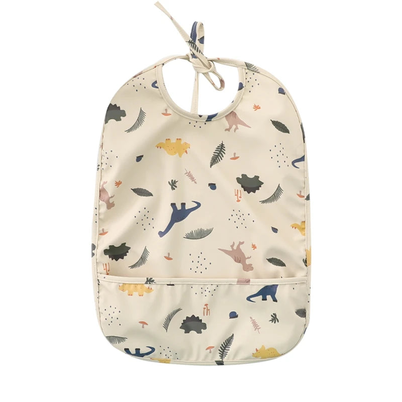Let's Make Bib with Pocket Baby Stuff Children Accessories Feeding Drawing Apron Waterproof Adjustable Cute Print Bibs