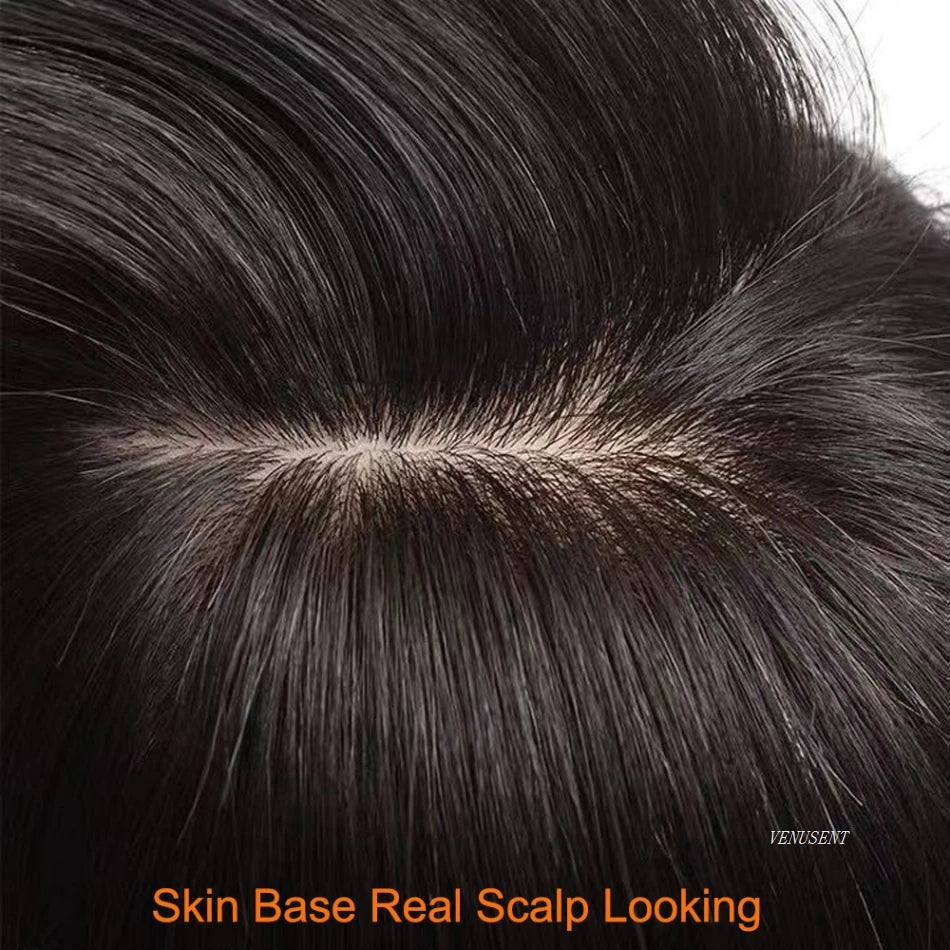 15x16cm Virgin European Human Hair Topper Hair Piece Clips in Loose Wave Silk Top Base Topper with Bangs for Thinning Hair Women