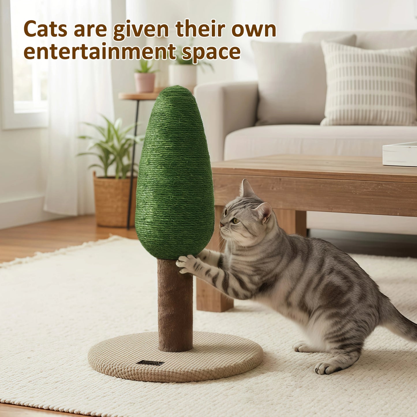 Creative Pine Tree-shaped cat Scratching Post Stable Circular Base cat Scratching Post  Indoor Interactive cat Scratching Post