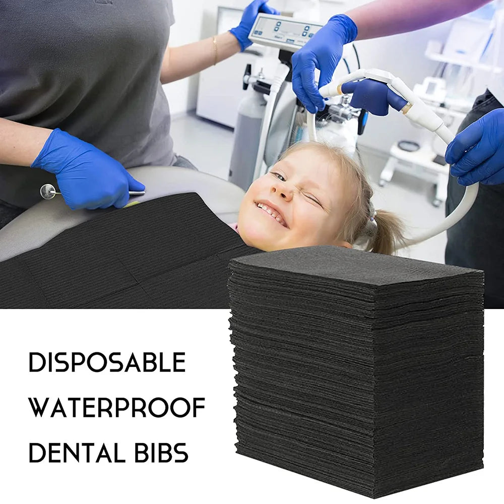 250/125/50/5pcs Black Tattoo Bibs Cleaning Wipes Pad Disposable Dental Tattoo Waterproof Sheets Paper Tattoo Accessories