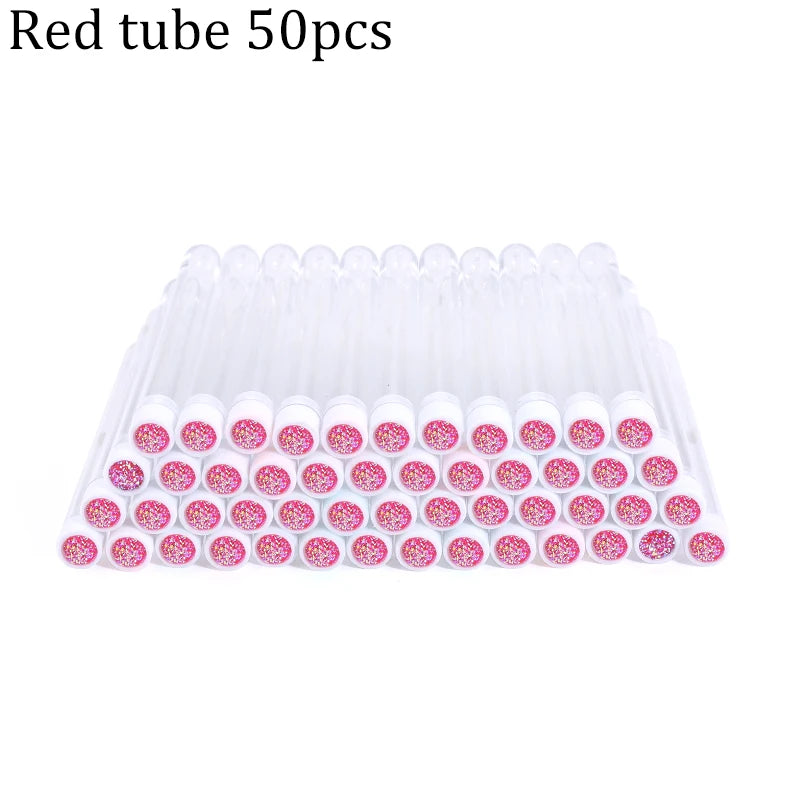 50Pcs Eyelash Brush Mascara Tube Crystal Eyebrow Brushes Disposable Comb Dust-proof Lash Extension Supplies Cosmetic Makeup Tool