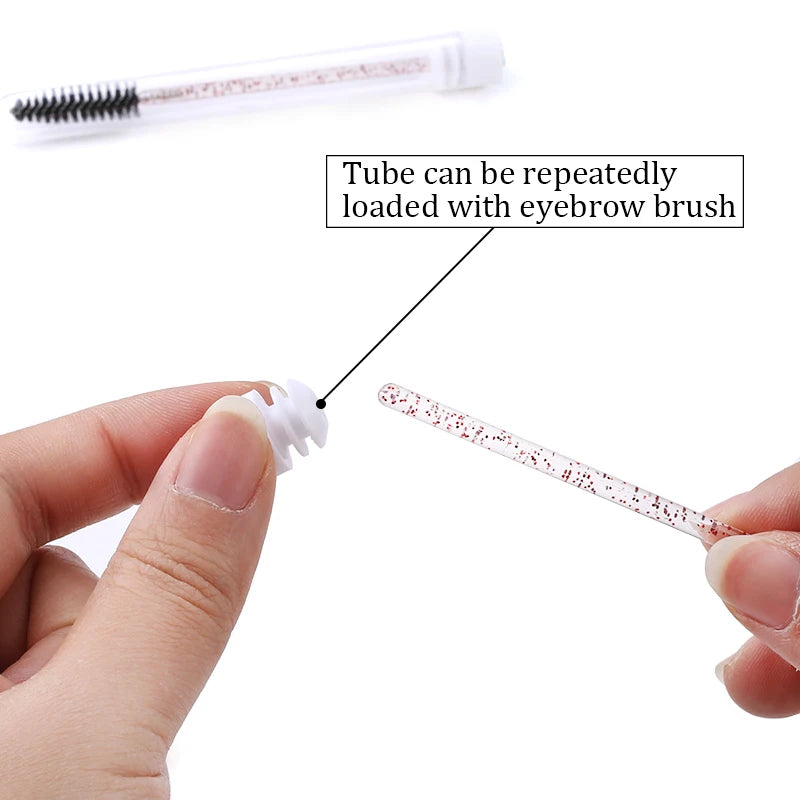 50Pcs Eyelash Brush Mascara Tube Crystal Eyebrow Brushes Disposable Comb Dust-proof Lash Extension Supplies Cosmetic Makeup Tool