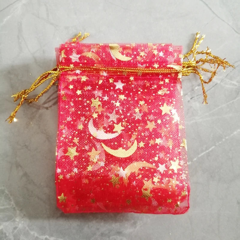 500pcs Star Moon Organza Gift Bags Small Bag for Jewelry Pouch Mini Sachet Drawstring Storage Bag Jewelry Packaging Display Bags