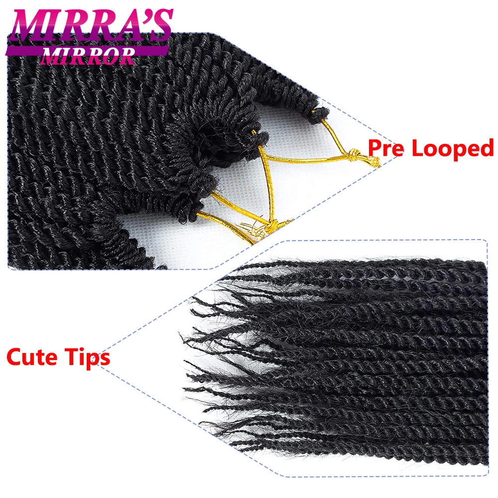 Senegalese Twist Crochet Hair 14/18/22 Inch Synthetic Mini Senegalese Crochet Braids for Black Women 30 Roots/Pack Braiding Hair