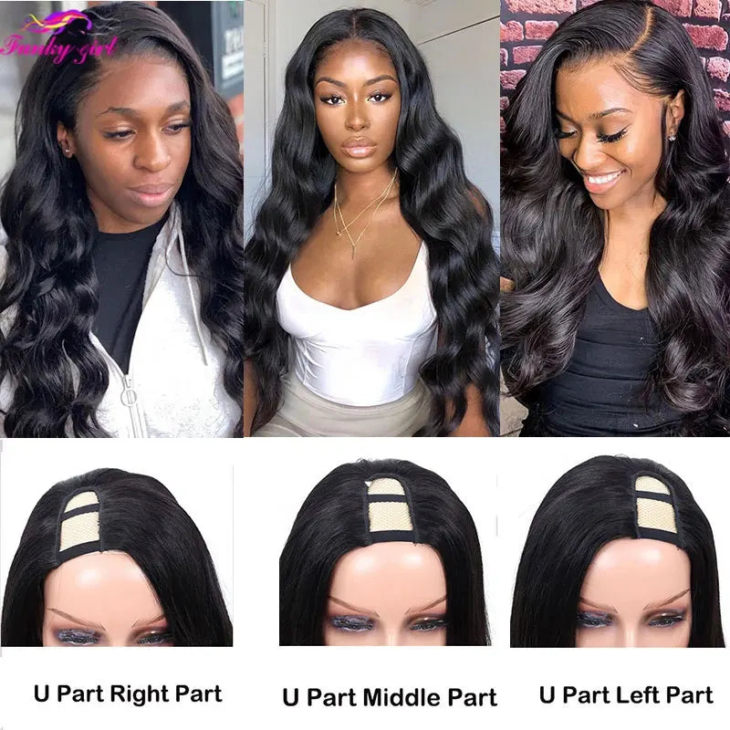 Body Wave U Part Wigs 100% Human Hair Brazilian Wavy Virgin Hair Wigs For Women Remy Hair Human Hair Wigs 180% Density Cheap Wig