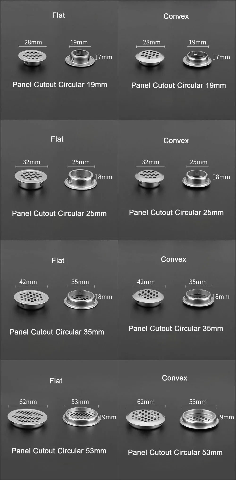 1/2/5/10pcs Stainless Steel Circle Air Vent Grille Cover Wardrobe Cabinet Mesh Hole Ventilation Plugs 19mm 25mm 35mm 53mm