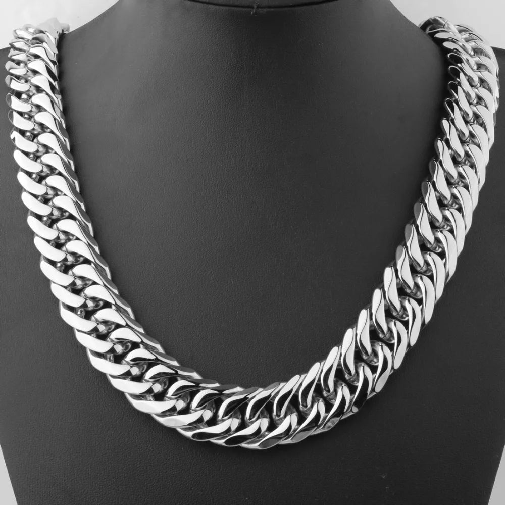 9/11/13/16/19/21mm Heavy Polished Stainless Steel Necklace Men Curb Cuban Link Chain Necklace Or Bracelet Choker Jewelry 7-40"