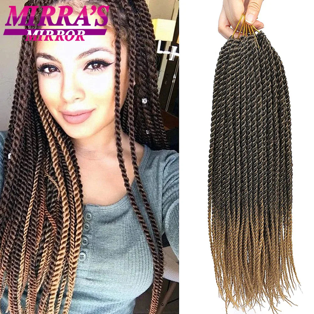 Senegalese Twist Crochet Hair 14/18/22 Inch Synthetic Mini Senegalese Crochet Braids for Black Women 30 Roots/Pack Braiding Hair