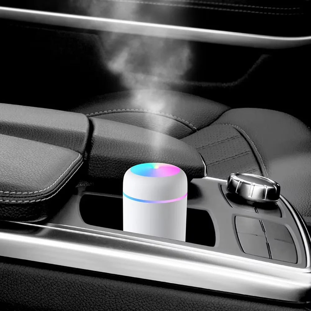 300ml Mini Ultrasonic Cool Mist Humidifier with 7 Color LED Night Light 2 Mist Modes Portable for Car Use Aromatherapy Function