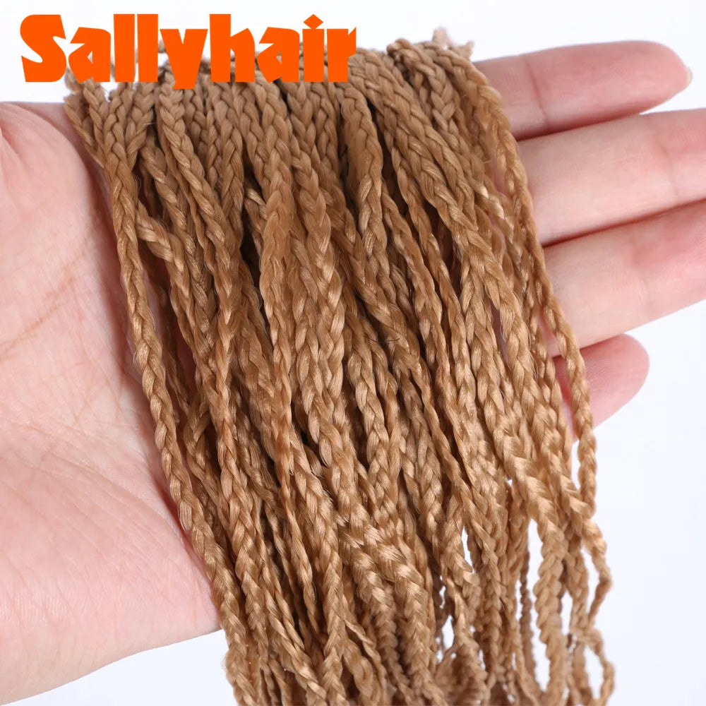 Sallyhair Synthetic Braids Thin Box Braids Crochet Braiding Hair Colorful Zizi Braids Extensions Grey Pink Black Brown Hair