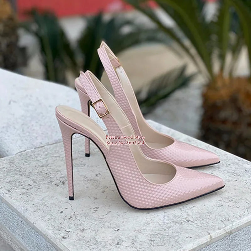 Yellow Snakeskin Slingback Pumps Pointy Toe Shallow Stiletto Heels Dress Shoes Cut-out Heels Women Shoes 12Cm 10Cm 8Cm