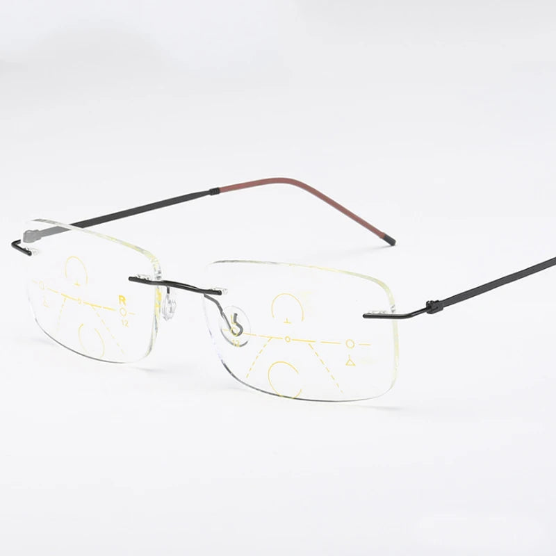 Business Frameless Progressive Multifocal Reading Glasses Men Smart Zoom Elderly Eyewear Women Anti-blue Presbyopic Glasses