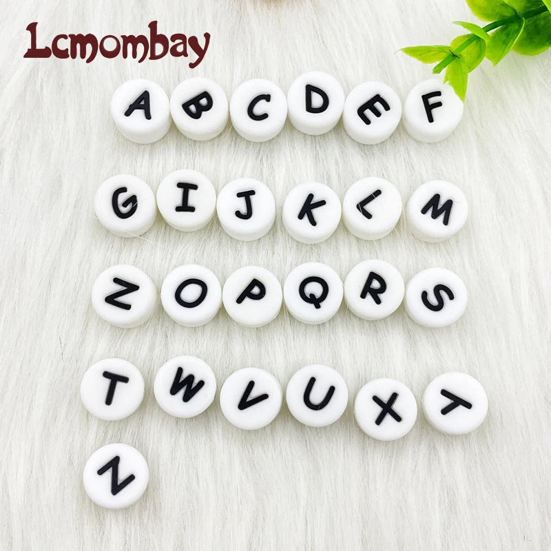 100pcs Silicone 12mm Letter Beads Bpa Free Oblate Molar Beads Baby Teether DIY Baby Pacifier Personalized Accessories Toy