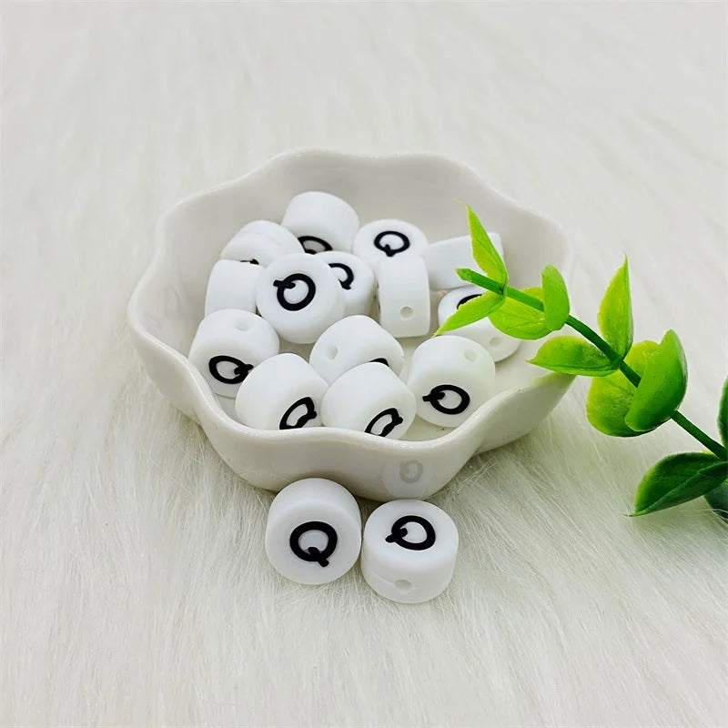 100pcs Silicone 12mm Letter Beads Bpa Free Oblate Molar Beads Baby Teether DIY Baby Pacifier Personalized Accessories Toy