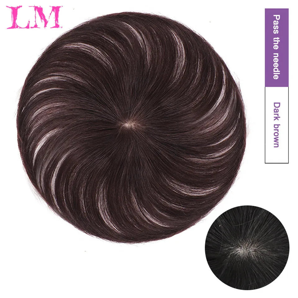 LM Hair Bangs for Mens Clips in Real Hair Bang Cover High Forehead 100% Human Hair Bangs Fringe Extension for Volume