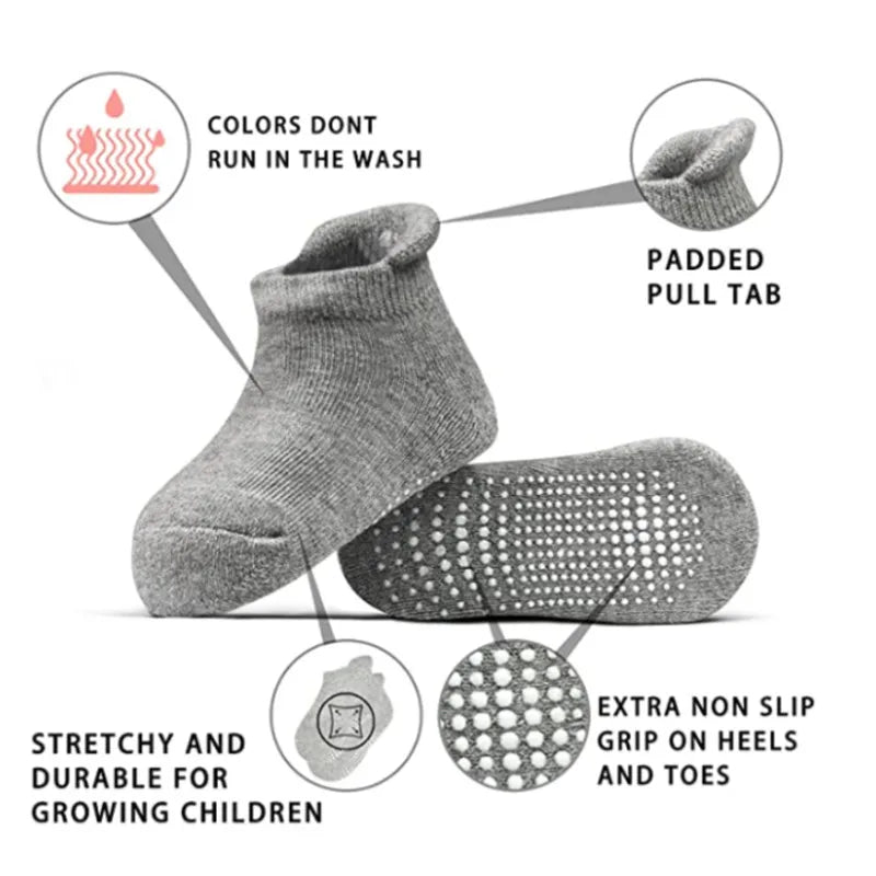 Non Slip Toddler Socks 12 Pairs Infant Baby Kids Grip Socks for Boy Girls Tphon Anti Skid Ankle Socks for 1-5Year