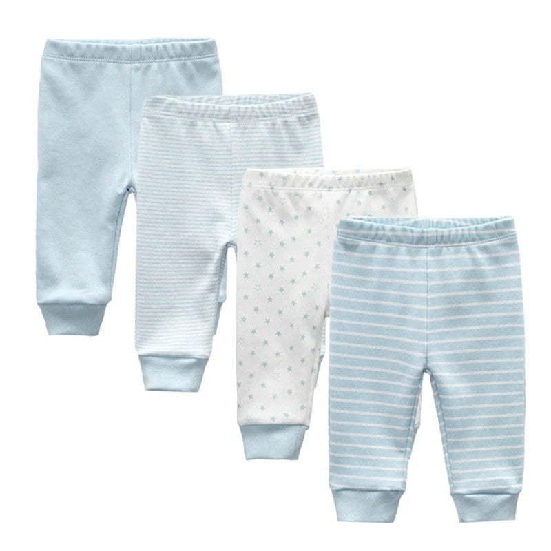 Newborn Solid 3/4PCS Baby Pants 100%Cotton Cartoon Soft Accessories Baby Boy Trousers Pants 0-24M Baby Girl Pants Four Seasons