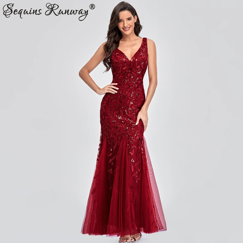 Sexy vintage Maxi Sequin cocktail Dress bridesmaid Prom Dresses for Women Casual Party Long sleeve club Bodycon Dress vestidos