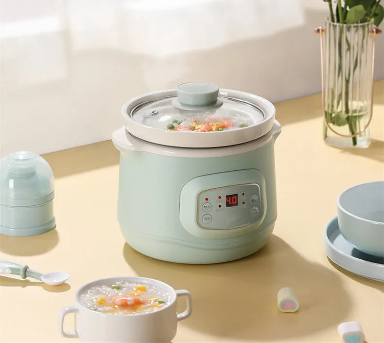 220V 1L Mini Electric Stewing Pot Ceramic Inner Multi Cooker Household Automatic Electric Slow Stewer