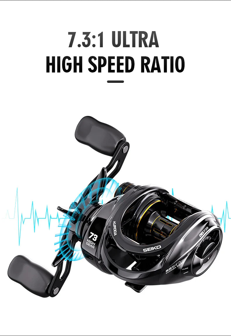 Baitcasting Fishing Reels 18 BBs 10KG Max Drag 7.3:1 Gear Ratios Ultra Light Casting Fishing Reel for Bass Pike Fishing Tackle