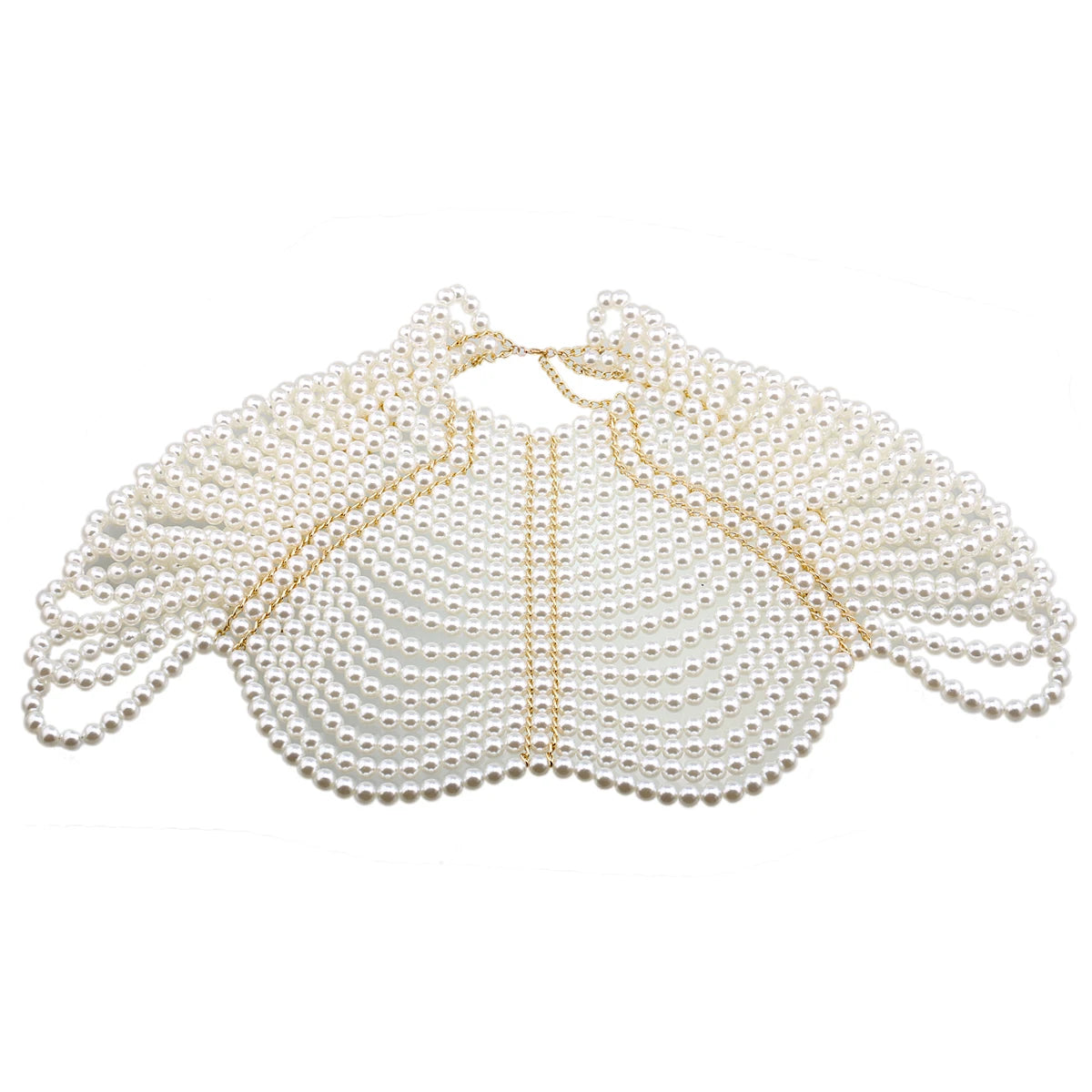 Luxury Women's Pearl Body Chain Necklaces Collar Shoulder Fashion Tops Beaded Necklaces Popular Jewelry Accessory