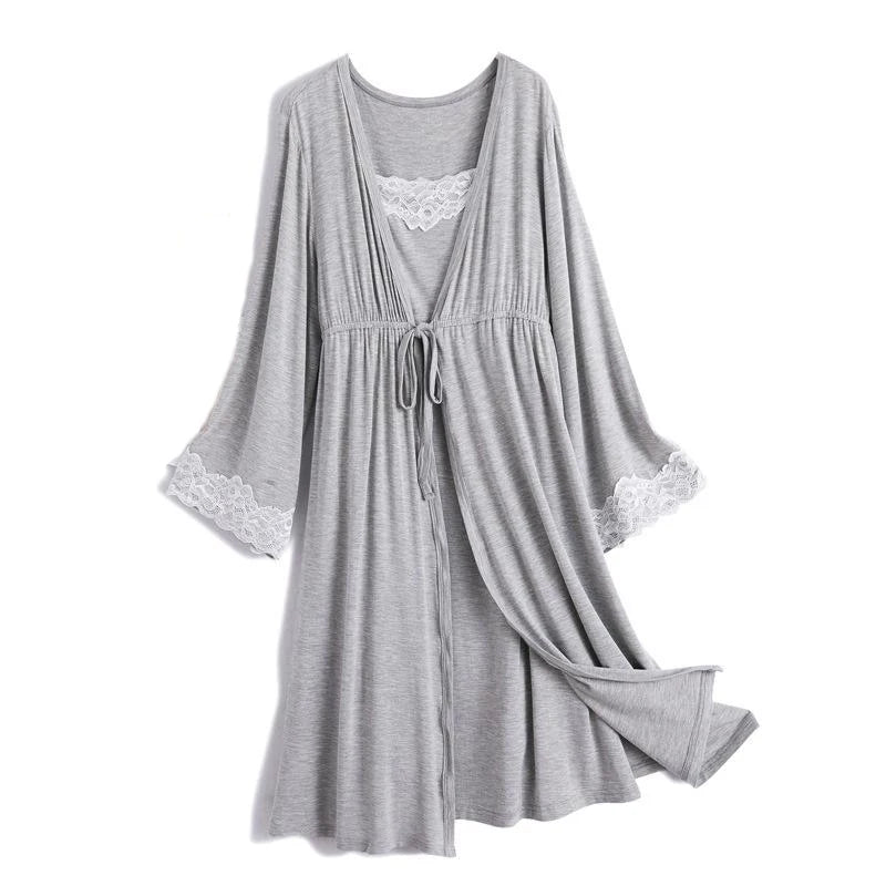 2Pcs/Set Pregnancy Maternity Pajamas Sleepwear Nursing Pregnant Pajamas Breastfeeding Nightgown Elegant Maternity Nursing Dress