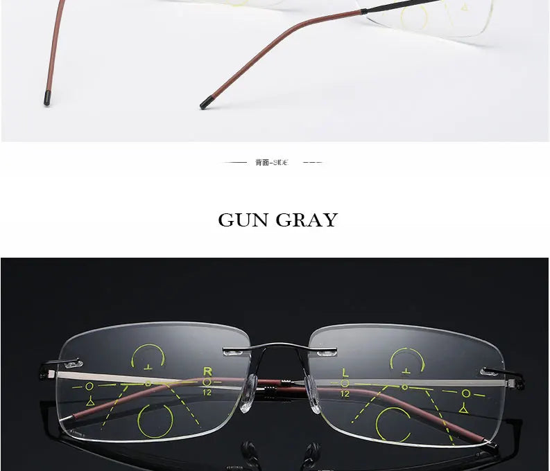 Business Frameless Progressive Multifocal Reading Glasses Men Smart Zoom Elderly Eyewear Women Anti-blue Presbyopic Glasses