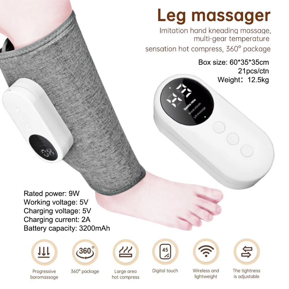 Hot Compress Calf Air Compression Massager Muscle Relaxation Leg Massager for Circulation and Pain Relief