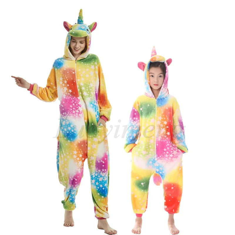New Animal Unicorn Pajamas Adults Winter Sleepwear Kigurumi Wolf Panda Unicornio Pyjamas Women Onesie Anime Costumes Jumpsuit