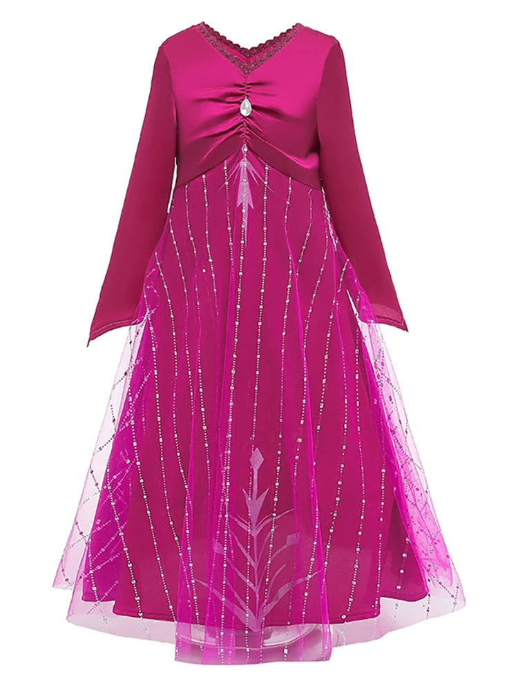 Elsa Anna 2 Dress Girls Princess Carnival Party Halloween Cosplay Costume Snow Queen Vestido Children Clothing For 2-12 Years