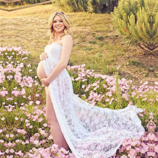 Women Pregnant Maternity Dress for Photography photo shoot Summer Lace Maxi Dress Pregnancy Maternity Clothes