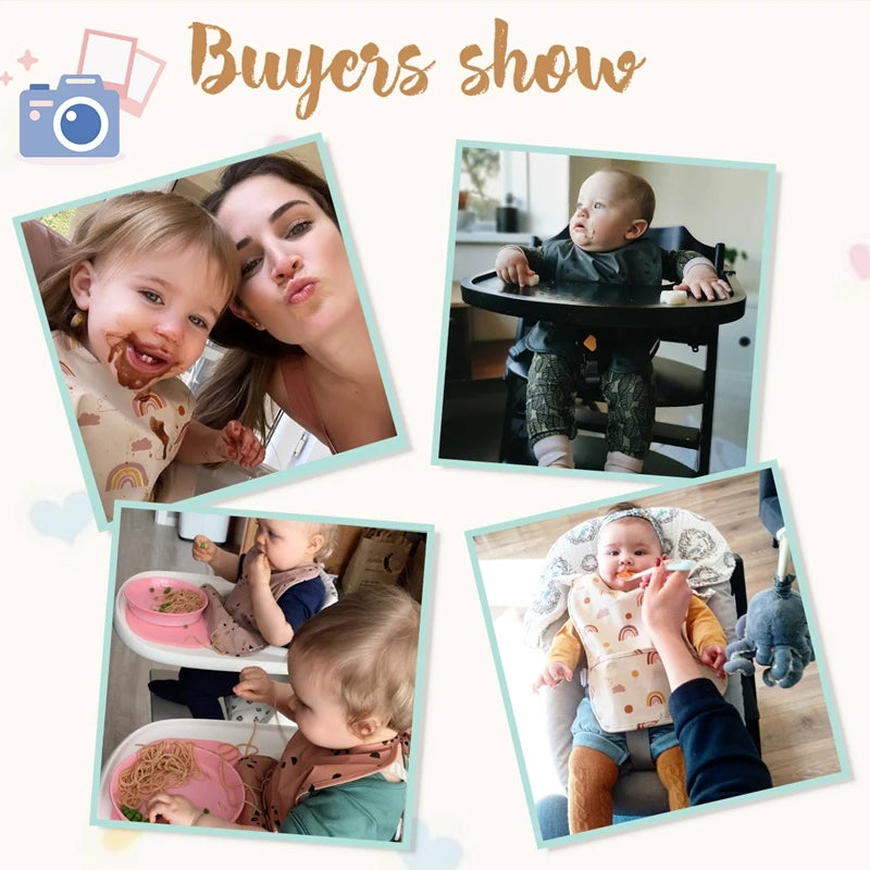 Let's Make Bib with Pocket Baby Stuff Children Accessories Feeding Drawing Apron Waterproof Adjustable Cute Print Bibs