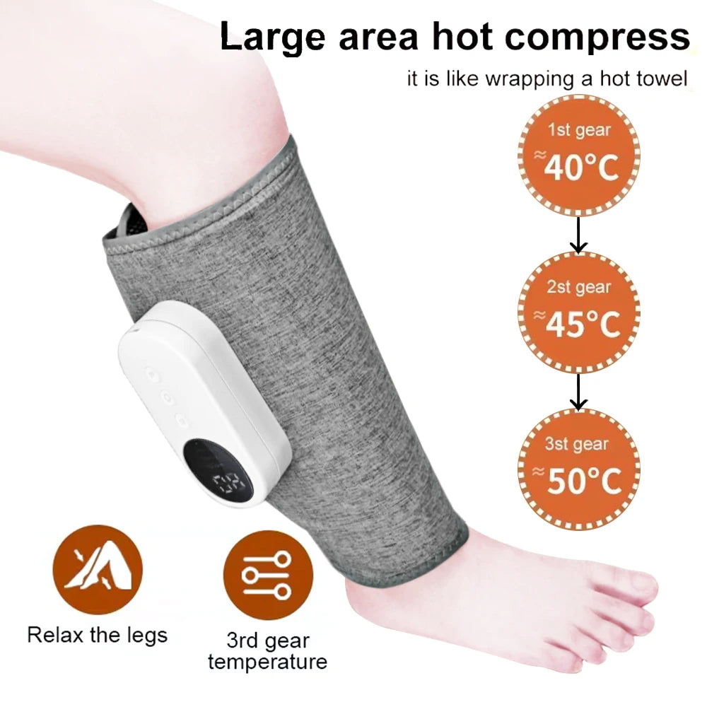 Leg Massager Calf Air Compression Massager With Heat Cordless Leg Massager for Circulation and Pain Relief 3 Intensities