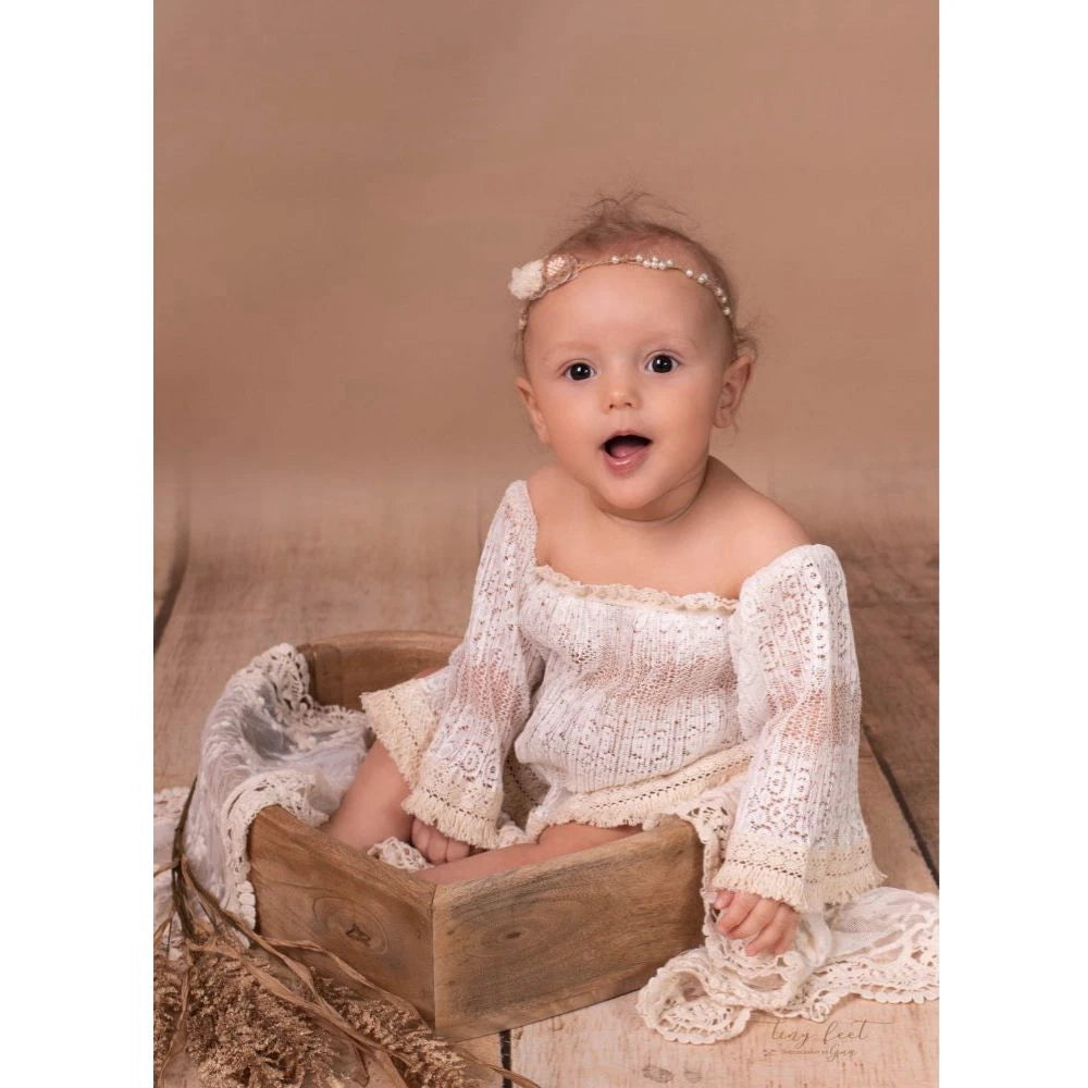 1Year Old Baby Clothes Girls Birthday Dress Newborn Photography Props Strapless Flower Lace Skirt Infant Shoot Photo Accessories