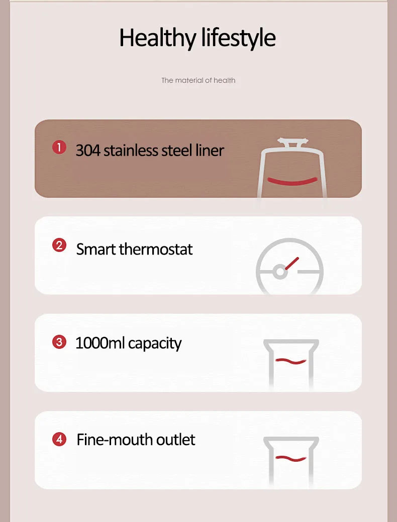 220V Electric Kettle Household Gooseneck TeaPot 1.0L Water Boiler Hand Brewing Coffee Pot Tea Maker 304 Stainless Steel Liner