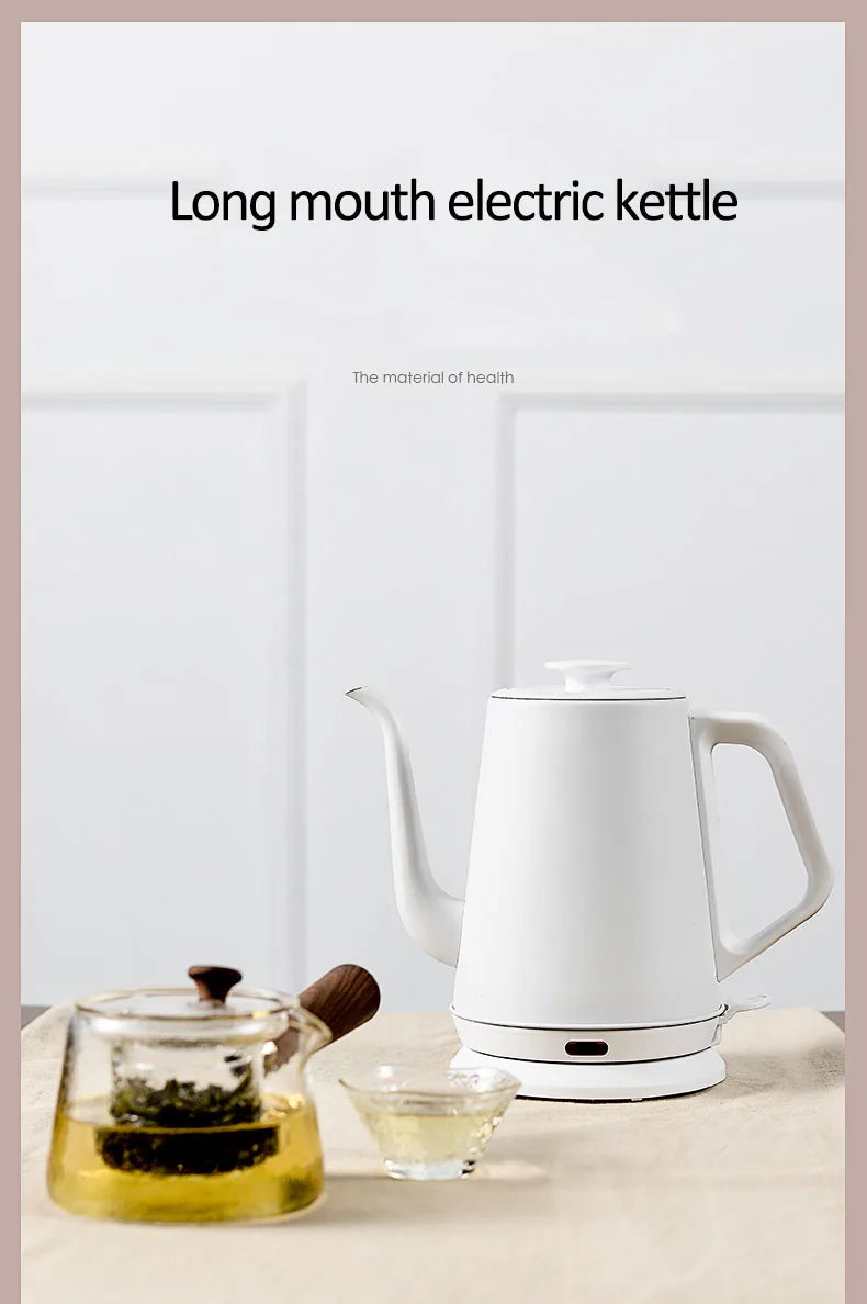 220V Electric Kettle Household Gooseneck TeaPot 1.0L Water Boiler Hand Brewing Coffee Pot Tea Maker 304 Stainless Steel Liner